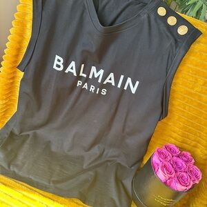 Balmain black Muscle Tee Sleeveless Boxy